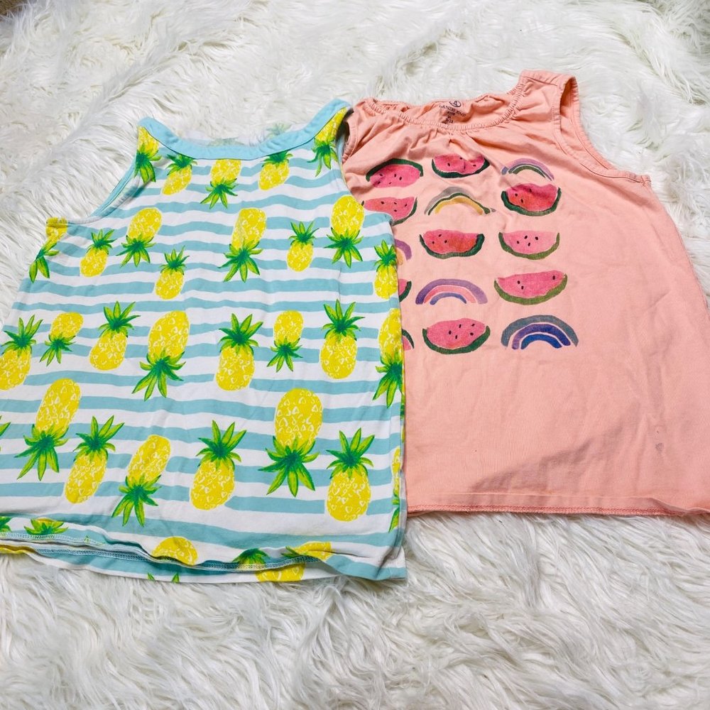 Lands' End Kid's Girl's Cotton Knit Printed Sleeveless Tank Tops Size M 10-12 Lo
